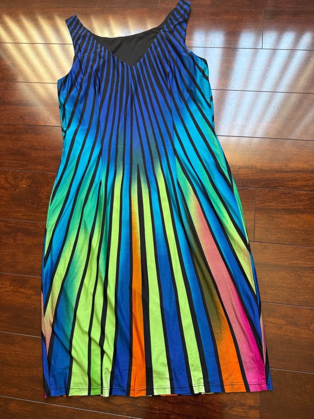 Vibrant Multicolor Striped Sleeveless Dress